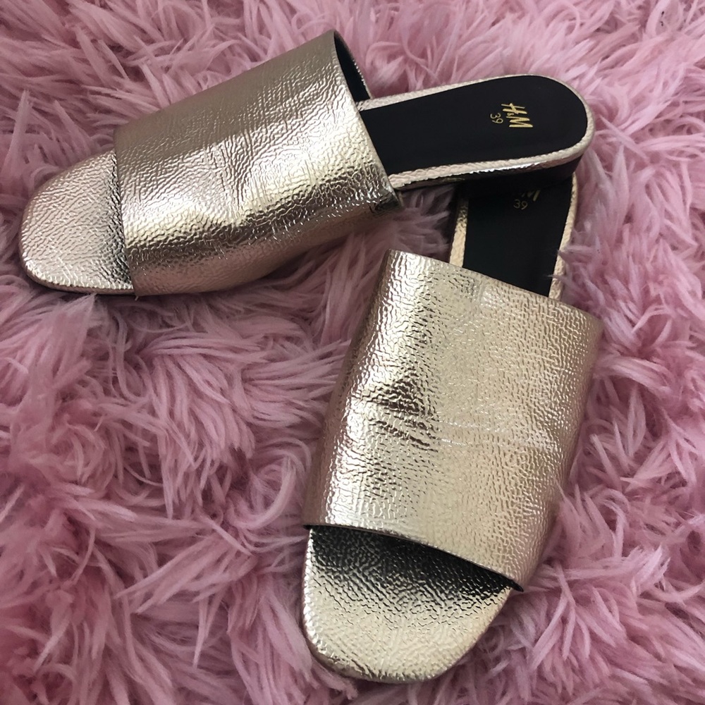 H&M gold mule slides 39